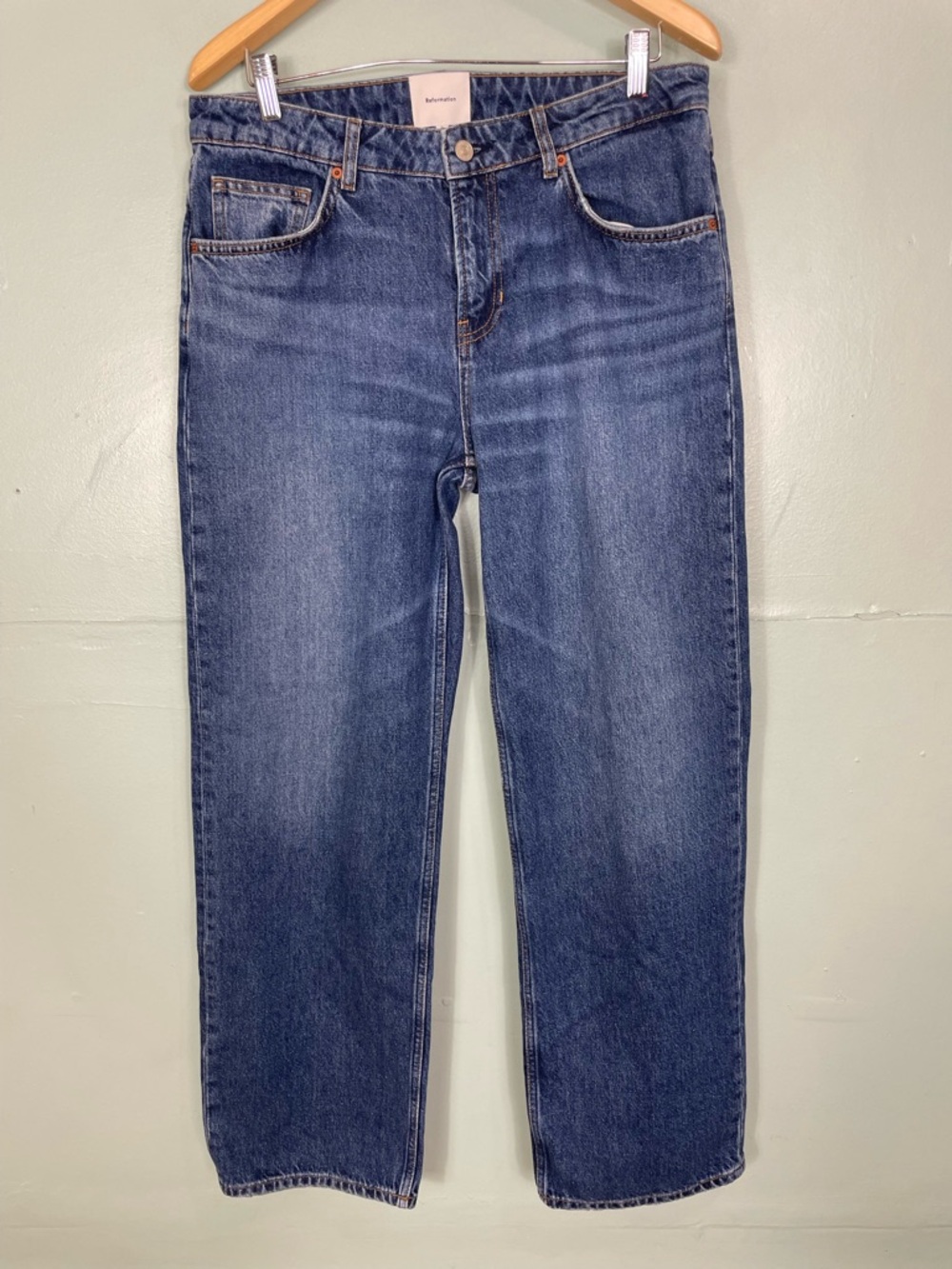 Reformation Charlee Low Rise Straight Leg Jeans Maggiore Blue Women Size 29 - Picture 3 of 12